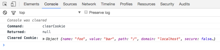 console.log for clearcookie